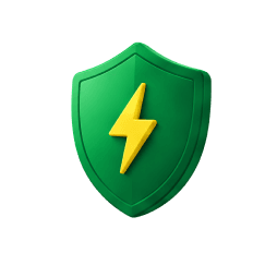 Green shield representing battery safety