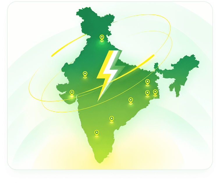 India map showing ShipRyd Energy battery swapping network